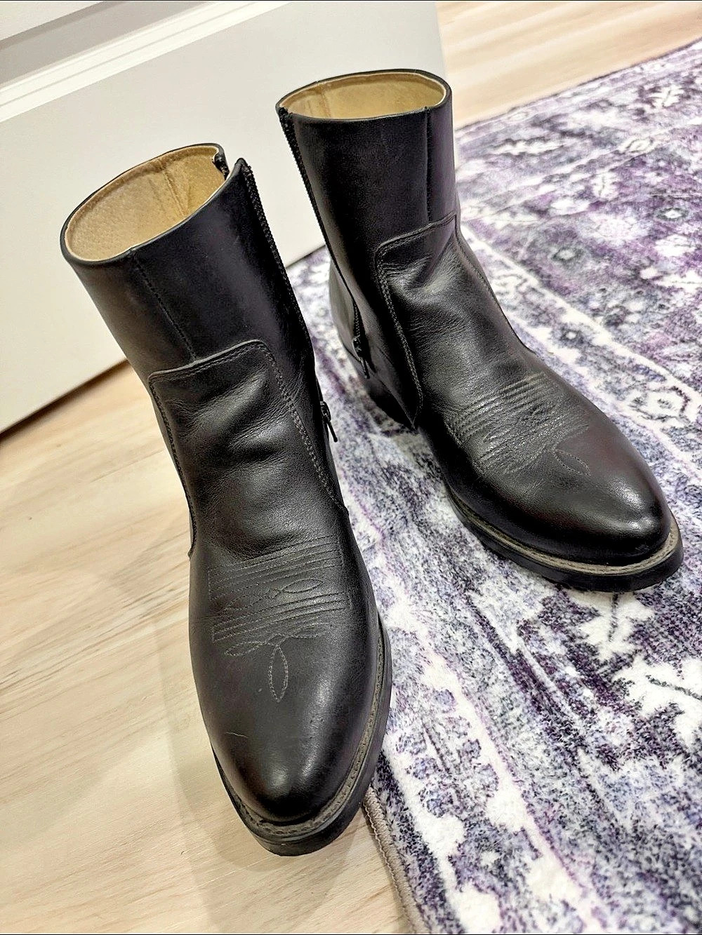 Durango TR 820 Black Leather Side Zip Western Boots Black Leather Boots US 10 D